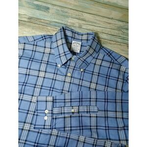 Brooks Brothers 1818 Regent Men's Long Sleeve Shirt, Medium, Blue Plaid